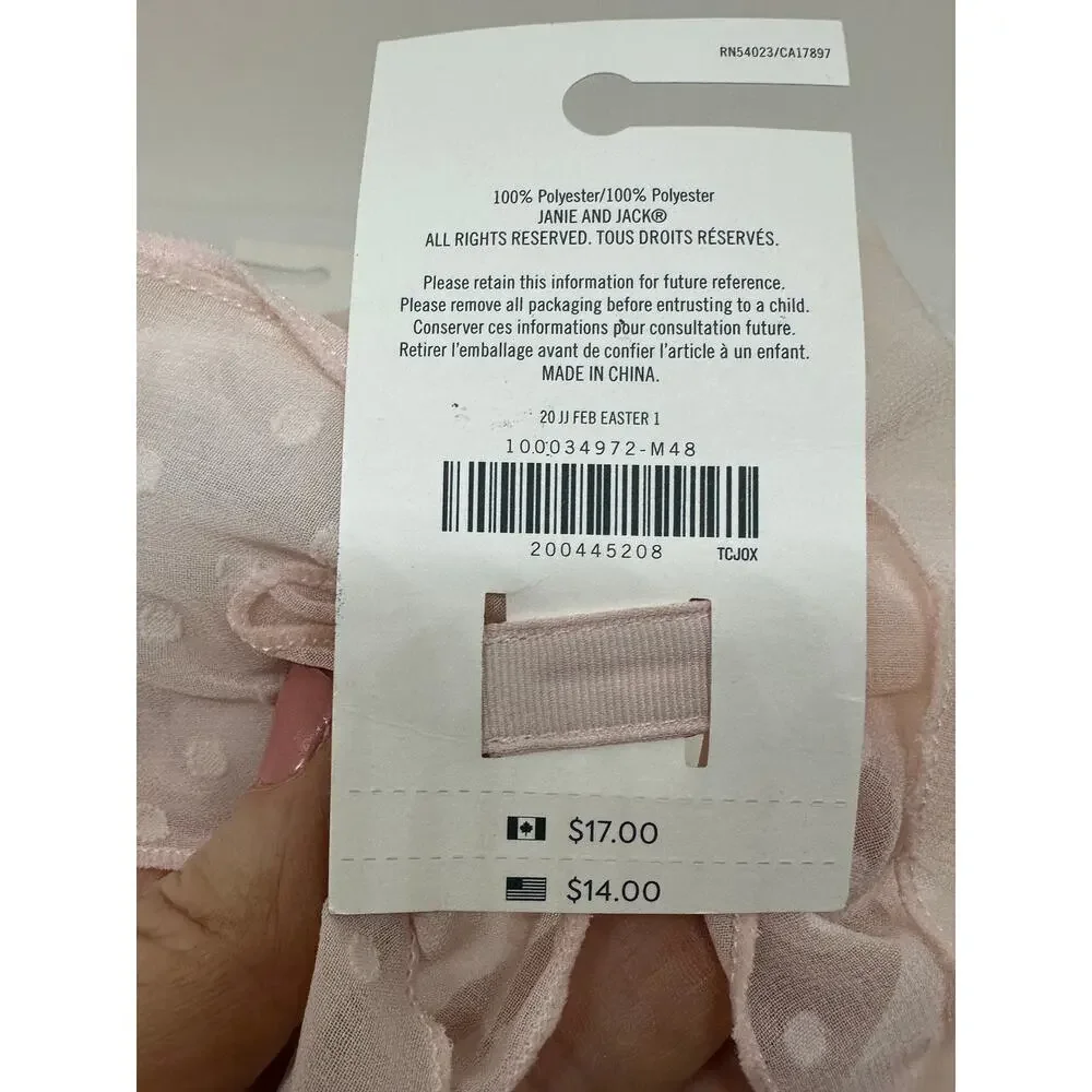 JANIE AND JACK 2-Piece Sheer Blush Pink Swiss Dot Bow Hair Clips Barrettes - NWT